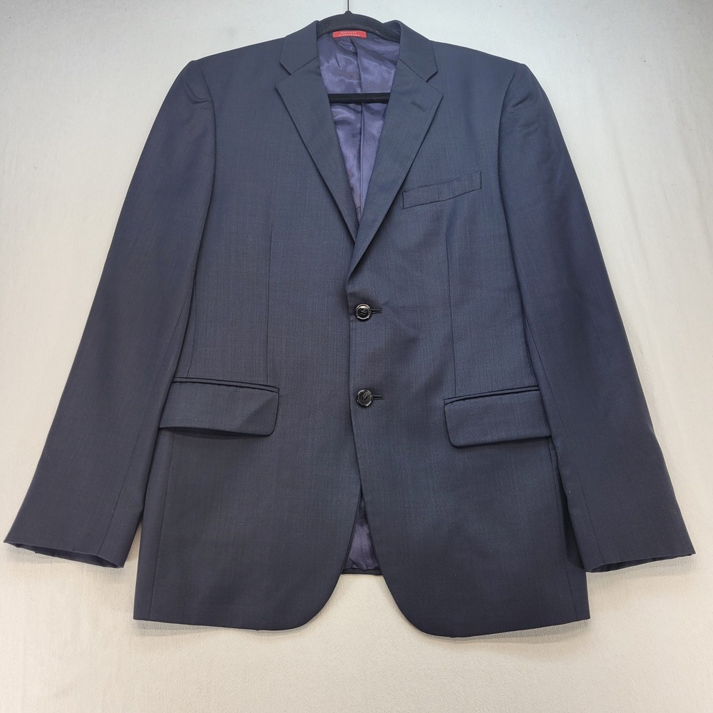 Saks Fifth Avenue RED Ermenegildo Zegna Blazer Men 40R Navy Blue Wool Sport Coat